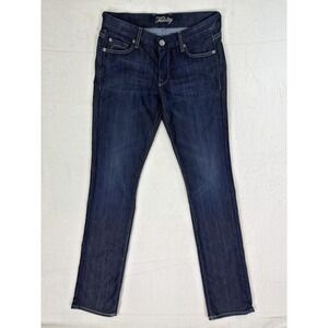 Fidelity Jeans Womens 28 Tall Blue Dark Wash Low Rise Straight Stretch Preppy